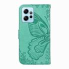 For Xiaomi Redmi Note 12 4G Global Swallowtail Butterfly Embossed Leather Phone Case(Green) - 3