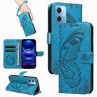 For Xiaomi Redmi Note 12 5G Global Swallowtail Butterfly Embossed Leather Phone Case(Blue) - 1