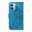 For Xiaomi Redmi Note 12 5G Global Swallowtail Butterfly Embossed Leather Phone Case(Blue) - 3
