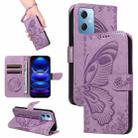 For Xiaomi Redmi Note 12 5G Global Swallowtail Butterfly Embossed Leather Phone Case(Purple) - 1