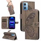 For Xiaomi Redmi Note 12 5G Global Swallowtail Butterfly Embossed Leather Phone Case(Grey) - 1