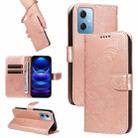 For Xiaomi Redmi Note 12 5G Global Swallowtail Butterfly Embossed Leather Phone Case(Rose Gold) - 1