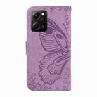 For Xiaomi Poco X5 Pro 5G Swallowtail Butterfly Embossed Leather Phone Case(Purple) - 3