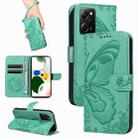 For Xiaomi Poco X5 Pro 5G Swallowtail Butterfly Embossed Leather Phone Case(Green) - 1