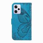 For Xiaomi Redmi Note 12 Pro 5G Global Swallowtail Butterfly Embossed Leather Phone Case(Blue) - 3
