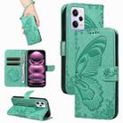 For Xiaomi Redmi Note 12 Pro 5G Global Swallowtail Butterfly Embossed Leather Phone Case(Green) - 1
