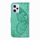 For Xiaomi Redmi Note 12 Pro 5G Global Swallowtail Butterfly Embossed Leather Phone Case(Green) - 3