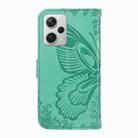 For Xiaomi Redmi Note 12 Pro+ Global Swallowtail Butterfly Embossed Leather Phone Case(Green) - 3