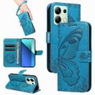 For Xiaomi Redmi Note 13 4G Swallowtail Butterfly Embossed Leather Phone Case(Blue) - 1