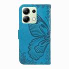 For Xiaomi Redmi Note 13 4G Swallowtail Butterfly Embossed Leather Phone Case(Blue) - 3