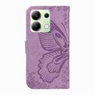 For Xiaomi Redmi Note 13 4G Swallowtail Butterfly Embossed Leather Phone Case(Purple) - 3