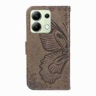 For Xiaomi Redmi Note 13 4G Swallowtail Butterfly Embossed Leather Phone Case(Grey) - 3