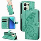 For Xiaomi Redmi Note 13 4G Swallowtail Butterfly Embossed Leather Phone Case(Green) - 1