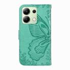 For Xiaomi Redmi Note 13 4G Swallowtail Butterfly Embossed Leather Phone Case(Green) - 3