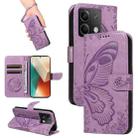 For Xiaomi Redmi Note 13 5G Swallowtail Butterfly Embossed Leather Phone Case(Purple) - 1