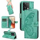 For Xiaomi Redmi Note 13 5G Swallowtail Butterfly Embossed Leather Phone Case(Green) - 1