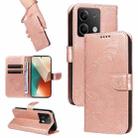 For Xiaomi Redmi Note 13 5G Swallowtail Butterfly Embossed Leather Phone Case(Rose Gold) - 1