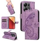 For Xiaomi Redmi Note 13 Pro 4G Swallowtail Butterfly Embossed Leather Phone Case(Purple) - 1