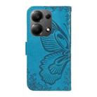 For Xiaomi Poco M6 Pro 4G Swallowtail Butterfly Embossed Leather Phone Case(Blue) - 3