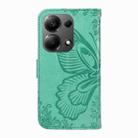 For Xiaomi Poco M6 Pro 4G Swallowtail Butterfly Embossed Leather Phone Case(Green) - 3