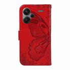 For Xiaomi Redmi Note 13 Pro+ Swallowtail Butterfly Embossed Leather Phone Case(Red) - 3