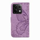 For Xiaomi Poco X6 5G Swallowtail Butterfly Embossed Leather Phone Case(Purple) - 3