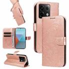 For Xiaomi Poco X6 5G Swallowtail Butterfly Embossed Leather Phone Case(Rose Gold) - 1