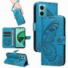 For Xiaomi Redmi 10 5G / Note 11E 5G Swallowtail Butterfly Embossed Leather Phone Case(Blue) - 1