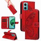 For Xiaomi Redmi 10 5G / Note 11E 5G Swallowtail Butterfly Embossed Leather Phone Case(Red) - 1