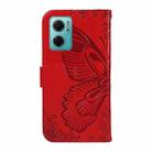 For Xiaomi Redmi 10 5G / Note 11E 5G Swallowtail Butterfly Embossed Leather Phone Case(Red) - 3