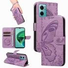 For Xiaomi Redmi 10 5G / Note 11E 5G Swallowtail Butterfly Embossed Leather Phone Case(Purple) - 1