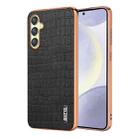 For Samsung Galaxy A25 AZNS Electroplated Frame Crocodile Texture Full Coverage Phone Case(Black) - 1