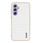 For Samsung Galaxy A54 AZNS Electroplated Frame Crocodile Texture Full Coverage Phone Case(White) - 2