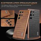 For Samsung Galaxy S22 Ultra 5G AZNS Electroplated Frame Crocodile Texture Full Coverage Phone Case(Brown) - 3