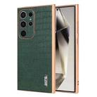 For Samsung Galaxy S22 Ultra 5G AZNS Electroplated Frame Crocodile Texture Full Coverage Phone Case(Green) - 1