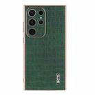 For Samsung Galaxy S22 Ultra 5G AZNS Electroplated Frame Crocodile Texture Full Coverage Phone Case(Green) - 2