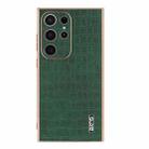 For Samsung Galaxy S23 Ultra 5G AZNS Electroplated Frame Crocodile Texture Full Coverage Phone Case(Green) - 2