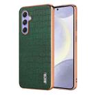 For Samsung Galaxy S23 FE 5G AZNS Electroplated Frame Crocodile Texture Full Coverage Phone Case(Green) - 1