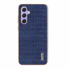 For Samsung Galaxy S23 FE 5G AZNS Electroplated Frame Crocodile Texture Full Coverage Phone Case(Blue) - 2