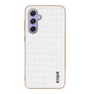 For Samsung Galaxy S23 FE 5G AZNS Electroplated Frame Crocodile Texture Full Coverage Phone Case(White) - 2