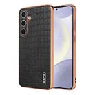 For Samsung Galaxy S24 5G AZNS Electroplated Frame Crocodile Texture Full Coverage Phone Case(Black) - 1