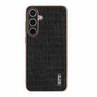 For Samsung Galaxy S24 5G AZNS Electroplated Frame Crocodile Texture Full Coverage Phone Case(Black) - 2