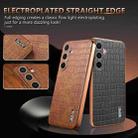 For Samsung Galaxy S24 5G AZNS Electroplated Frame Crocodile Texture Full Coverage Phone Case(Brown) - 3