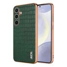 For Samsung Galaxy S24 5G AZNS Electroplated Frame Crocodile Texture Full Coverage Phone Case(Green) - 1