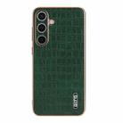 For Samsung Galaxy S24 5G AZNS Electroplated Frame Crocodile Texture Full Coverage Phone Case(Green) - 2