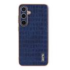 For Samsung Galaxy S24 5G AZNS Electroplated Frame Crocodile Texture Full Coverage Phone Case(Blue) - 2