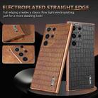 For Samsung Galaxy S24 Ultra 5G AZNS Electroplated Frame Crocodile Texture Full Coverage Phone Case(Brown) - 3