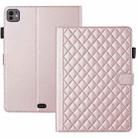 For iPad Pro 13 2024 Rhombus Lattice Leather Smart Tablet Case(Rose Gold) - 1