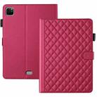 For iPad Pro 12.9 2022 / 2021 / 2020 Rhombus Lattice Leather Smart Tablet Case(Red) - 1