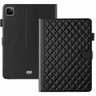 For iPad Pro 12.9 2022 / 2021 / 2020 Rhombus Lattice Leather Smart Tablet Case(Black) - 1